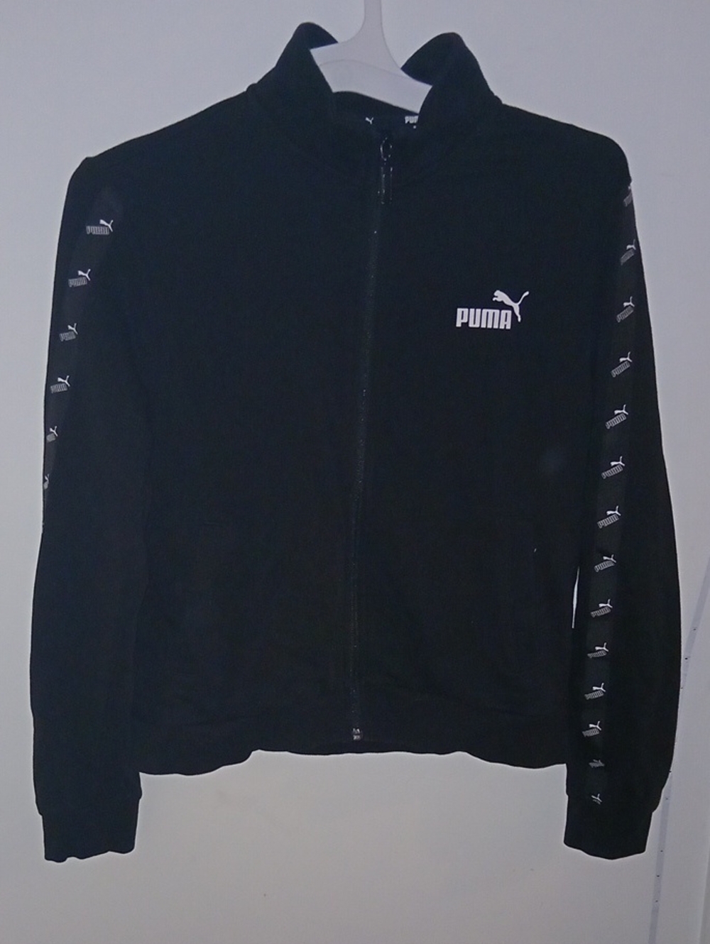 Puma Black Full-Zip Track Jacket with Logo Tape Sleeves